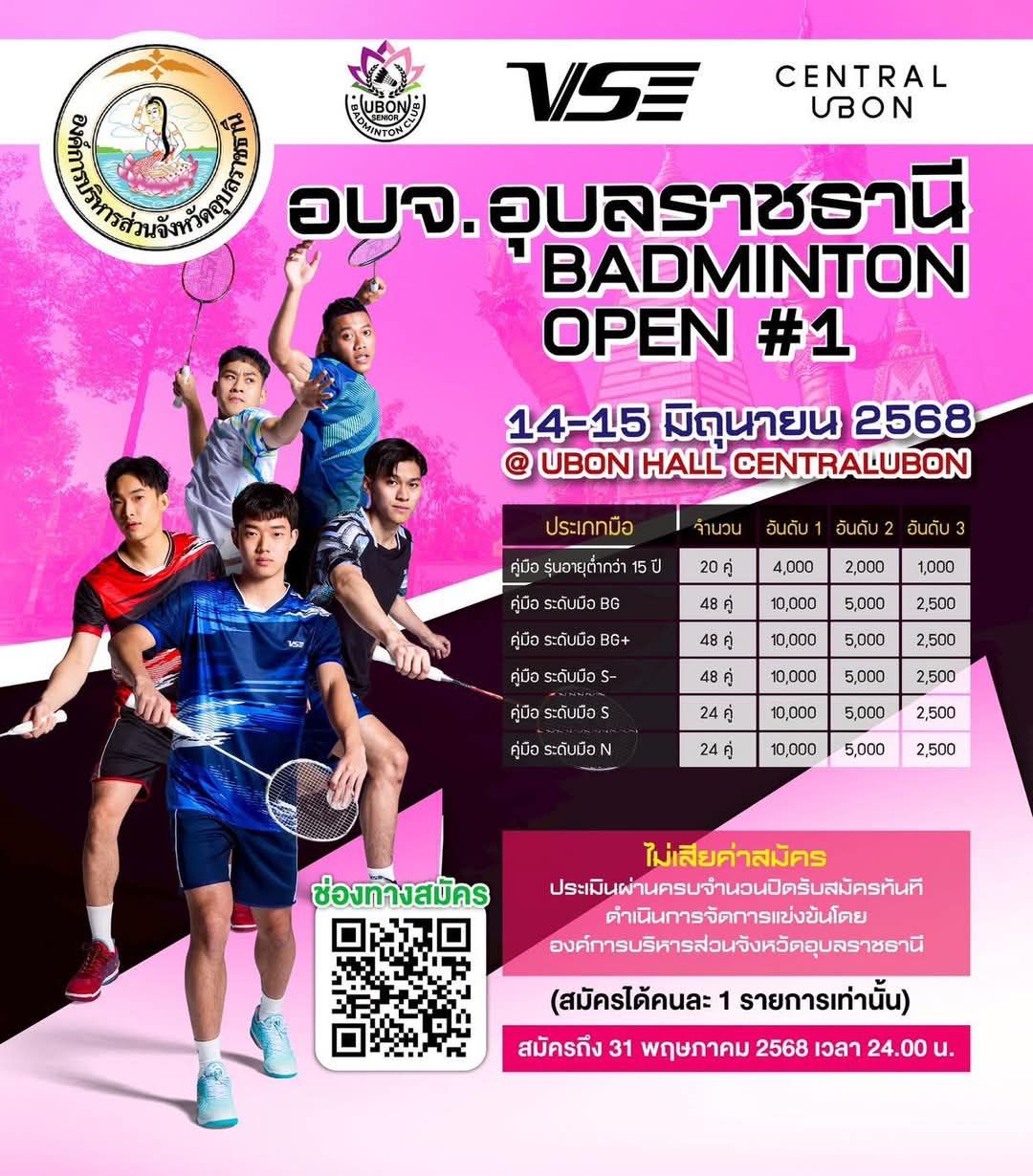 ﻿รายการ อบจ.อุบลราชธานี Badminton open 2025 ครั้งที่ 1